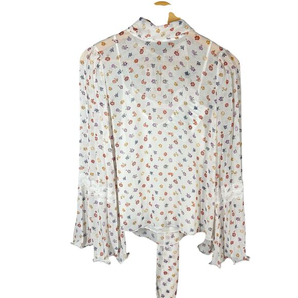 SEE BY CHLOE Bow Floral-Print Georgette Blouse Size FR 36 Small US 4 - Picture 2 of 15
